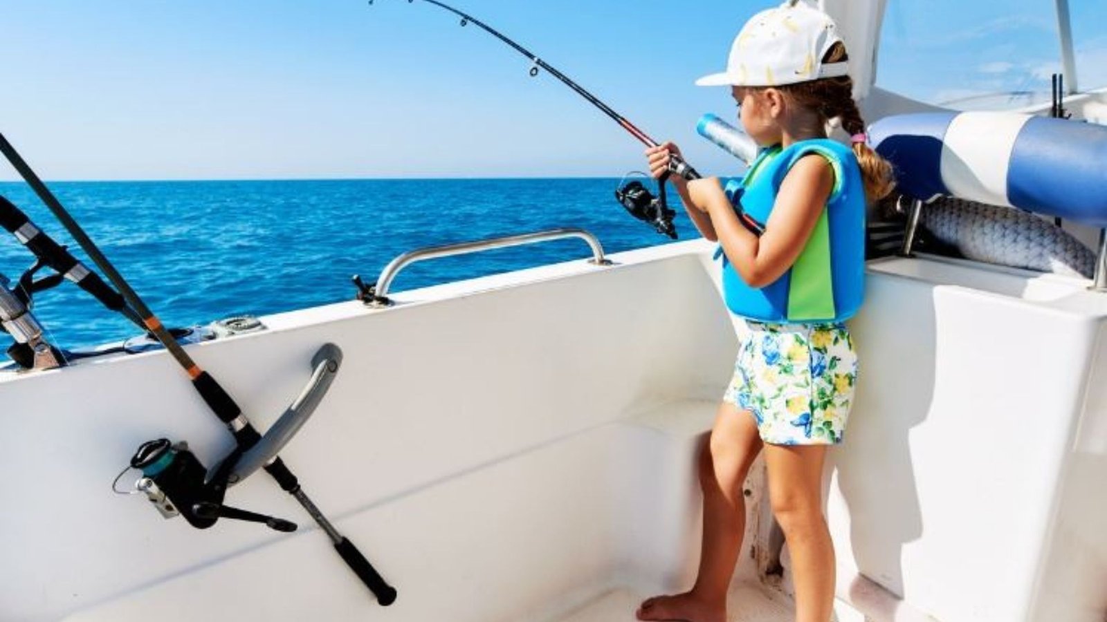 a young girl fishing